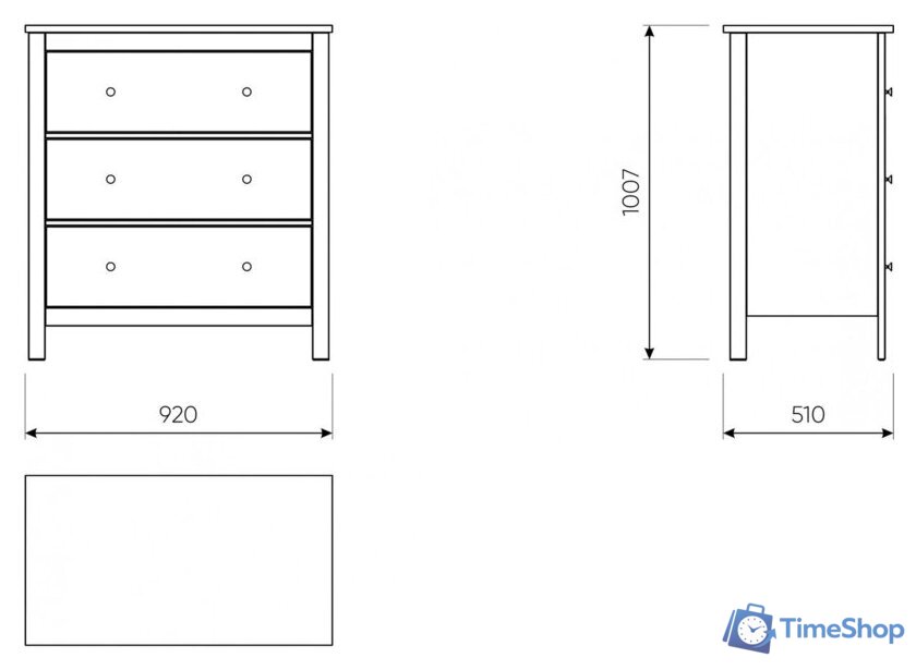 Комод Mio Tesoro Сага 3 ящика 2.08.02.020.1 (белый) - Изображение №11 — Интернет-магазин Time-Shop