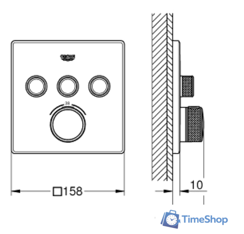 Смеситель без скрытого механизма Grohe Grohtherm SmartControl 29126000 - Изображение №2 — Интернет-магазин Time-Shop
