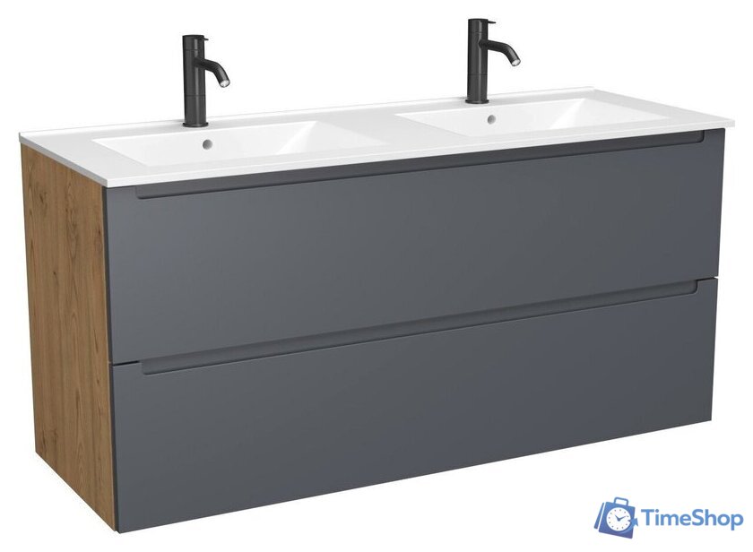  ЗОВ Тумба с умывальником Дион 120 D120LHO0M7015MKV5-OL120 (графит матовый/дуб) - Изображение №1 — Интернет-магазин Time-Shop