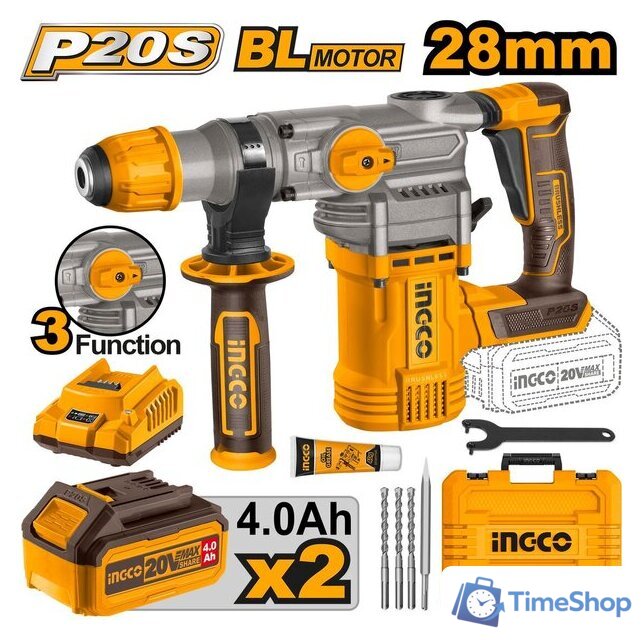 Перфоратор Ingco CRHLI202882 (с 2-мя АКБ, кейс) - Изображение №1 — Интернет-магазин Time-Shop