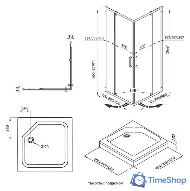 Душевой уголок Triton Каппа-Хром 90x90 (с поддоном) - Изображение №8 — Интернет-магазин Time-Shop