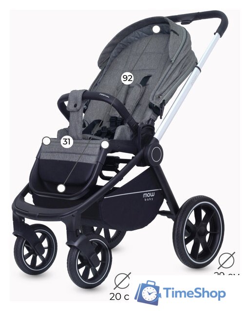 Универсальная коляска Rant MOWbaby Zoom PU (2 в 1, silver grey) - Изображение №18 — Интернет-магазин Time-Shop