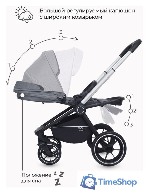 Универсальная коляска Rant MOWbaby Zoom PU (2 в 1, silver grey) - Изображение №20 — Интернет-магазин Time-Shop