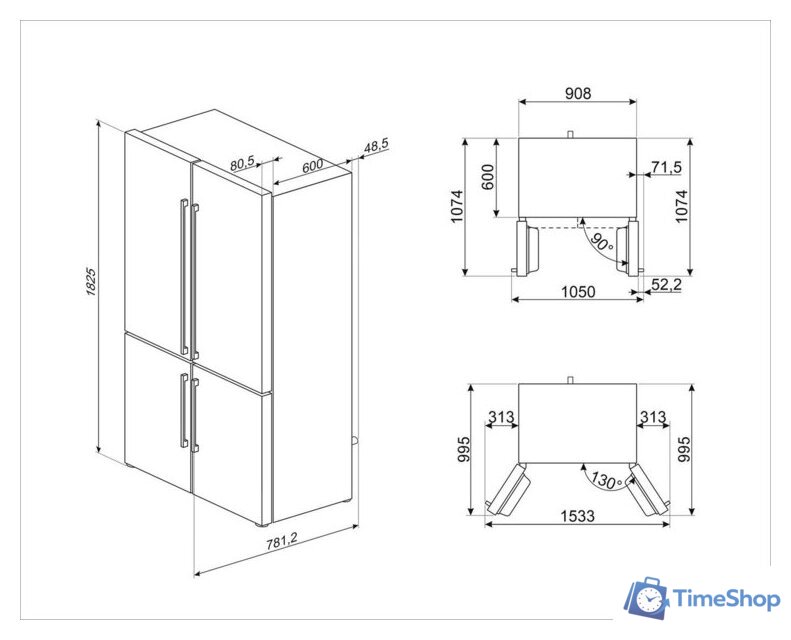 Четырёхдверный холодильник Smeg FQ60BDE - Изображение №3 — Интернет-магазин Time-Shop