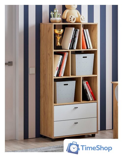 Стеллаж SV-Мебель Милан 00-00108378 (дуб золотой/белый матовый) - Изображение №1 — Интернет-магазин Time-Shop