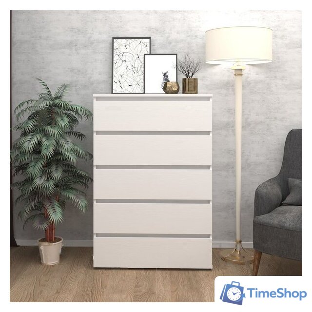 Комод Кортекс-мебель Бари 80 5ш (белый/белый/белый) - Изображение №3 — Интернет-магазин Time-Shop