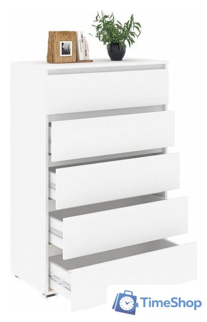 Комод Кортекс-мебель Бари 80 5ш (белый/белый/белый) - Изображение №2 — Интернет-магазин Time-Shop