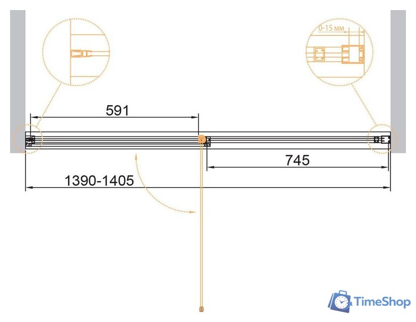 Душевая дверь Cezares URBAN-B-12-140-C-NERO - Изображение №7 — Интернет-магазин Time-Shop