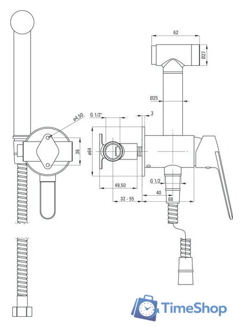 Гигиенический душ Deante Jasmin BGJ 034M - Изображение №2 — Интернет-магазин Time-Shop