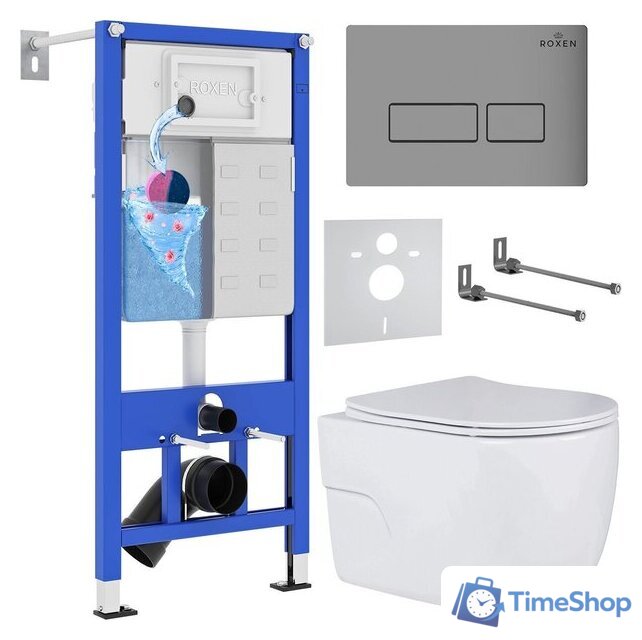 Унитаз подвесной Roxen Porto One Rimless 6 в 1 StounFix Dual Fresh 607036 (кнопка: матовая) - Изображение №1 — Интернет-магазин Time-Shop