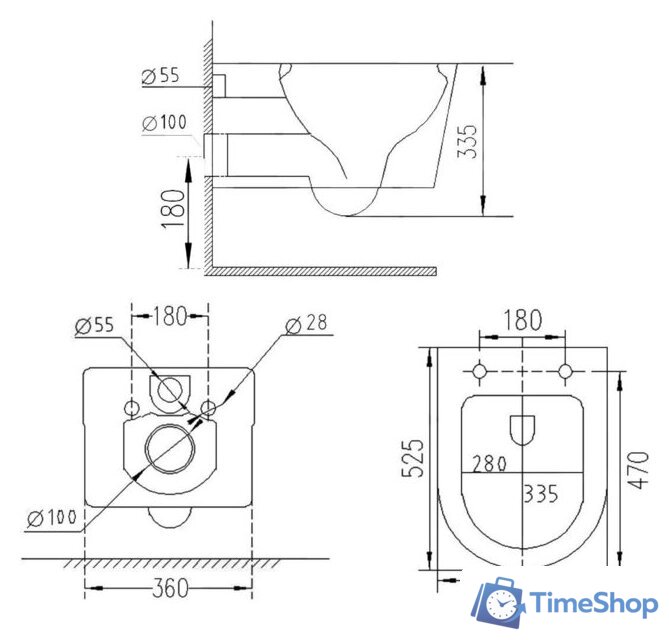 Унитаз подвесной Roxen Porto One Rimless 6 в 1 StounFix Dual Fresh 607036 (кнопка: матовая) - Изображение №23 — Интернет-магазин Time-Shop