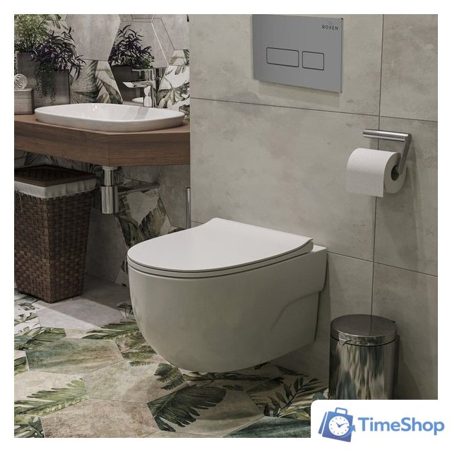 Унитаз подвесной Roxen Porto One Rimless 6 в 1 StounFix Dual Fresh 607036 (кнопка: матовая) - Изображение №13 — Интернет-магазин Time-Shop