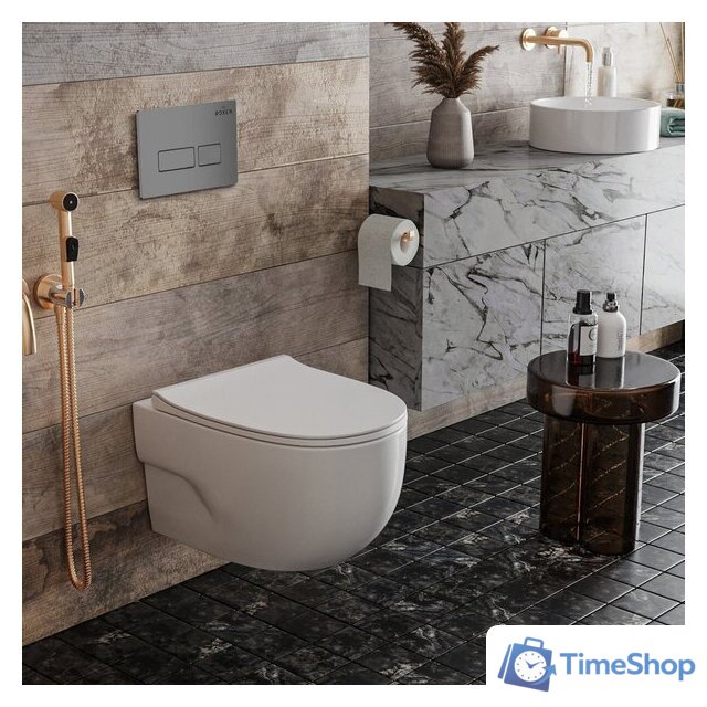 Унитаз подвесной Roxen Porto One Rimless 6 в 1 StounFix Dual Fresh 607036 (кнопка: матовая) - Изображение №9 — Интернет-магазин Time-Shop