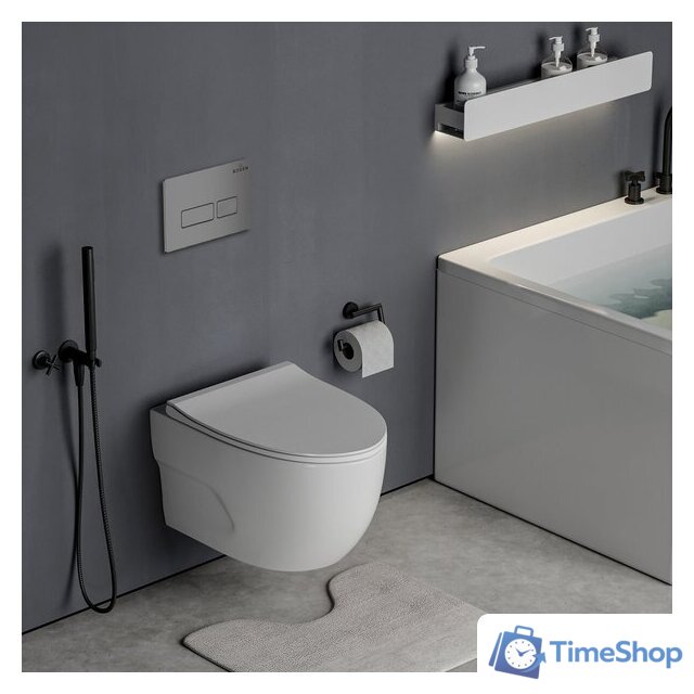 Унитаз подвесной Roxen Porto One Rimless 6 в 1 StounFix Dual Fresh 607036 (кнопка: матовая) - Изображение №12 — Интернет-магазин Time-Shop