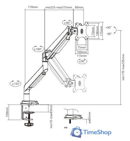 Кронштейн для монитора ErgoSmart Premium - Изображение №9 — Интернет-магазин Time-Shop