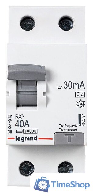 Устройство защитного отключения Legrand RX3 2P 40A 10kA 30mA A 402037 - Изображение №1 — Интернет-магазин Time-Shop