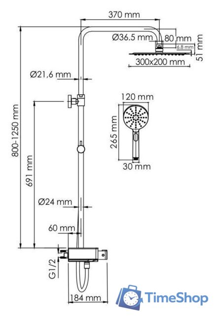 Душевая система  Wasserkraft A113.069.127.CH Thermo - Изображение №3 — Интернет-магазин Time-Shop