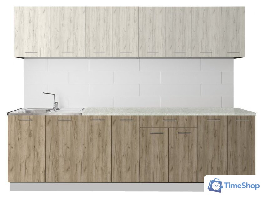 Готовая кухня Артём-Мебель Лана СН-113 без стекла 2.6 (дуб крафт белый/дуб крафт серый) - Изображение №1 — Интернет-магазин Time-Shop