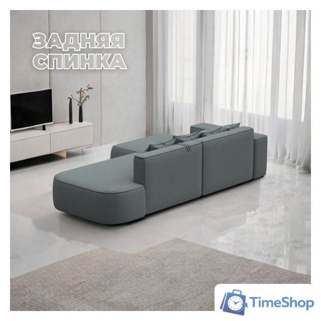 Угловой диван Лига диванов Лига-065 левый 129799L (рогожка амур 07 серый) - Изображение №4 — Интернет-магазин Time-Shop