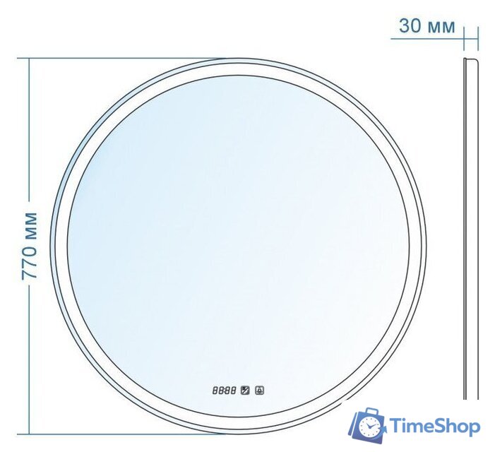 Зеркало Doratiz Миа 77 2711.915 (сенсорный выключатель, подсветка, подогрев, часы) - Изображение №8 — Интернет-магазин Time-Shop