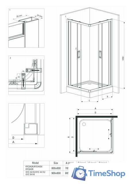 Душевой уголок Deante Funkia 80x80 KYC N42K - Изображение №2 — Интернет-магазин Time-Shop