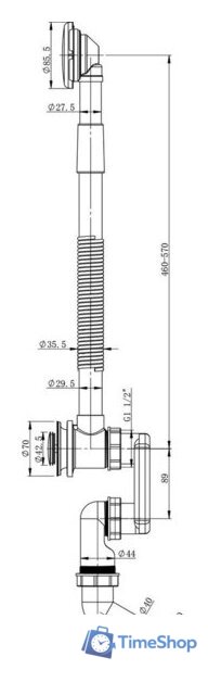 Ванна Универсал Каприз-У 120x70 (1 сорт без ножек с сифоном 21Y11020) - Изображение №6 — Интернет-магазин Time-Shop
