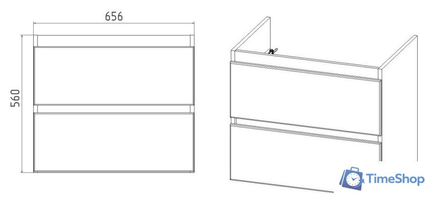  Viant Тумба под умывальник Мальта Como 70 VMAL70CO-T2YP - Изображение №4 — Интернет-магазин Time-Shop