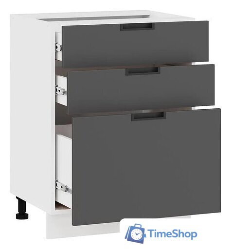 Шкаф напольный Трия Гренада 1Н6Я3 (белый/холст вулкан) - Изображение №2 — Интернет-магазин Time-Shop
