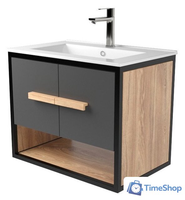  Дабер Тумба под умывальник 009 WeltWasser Deilbach 7517-60 Т9.6W.2.4 (черный/серый/дуб канзас коричневый) - Изображение №1 — Интернет-магазин Time-Shop