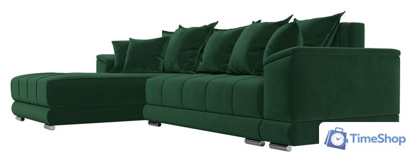 Угловой диван Лига диванов НордСтар левый 121108L (велюр зеленый/подушки велюр зеленый) - Изображение №4 — Интернет-магазин Time-Shop