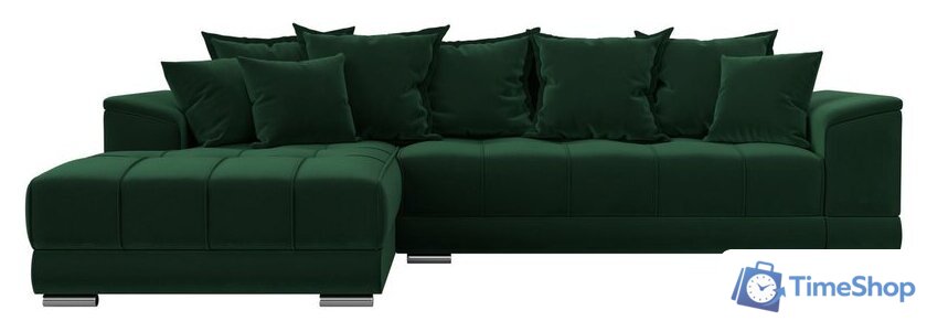 Угловой диван Лига диванов НордСтар левый 121108L (велюр зеленый/подушки велюр зеленый) - Изображение №2 — Интернет-магазин Time-Shop
