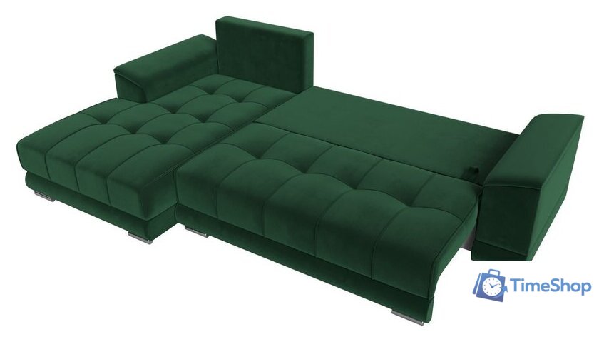 Угловой диван Лига диванов НордСтар левый 121108L (велюр зеленый/подушки велюр зеленый) - Изображение №7 — Интернет-магазин Time-Shop