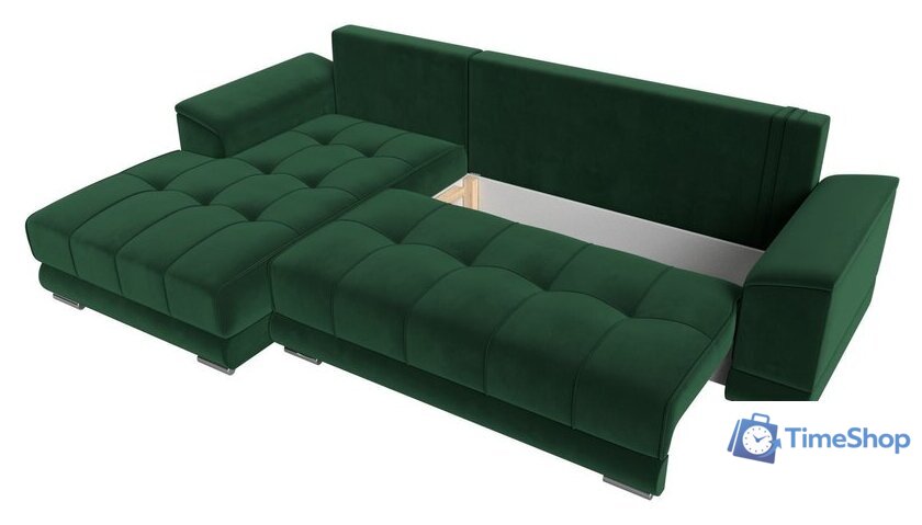 Угловой диван Лига диванов НордСтар левый 121108L (велюр зеленый/подушки велюр зеленый) - Изображение №6 — Интернет-магазин Time-Shop