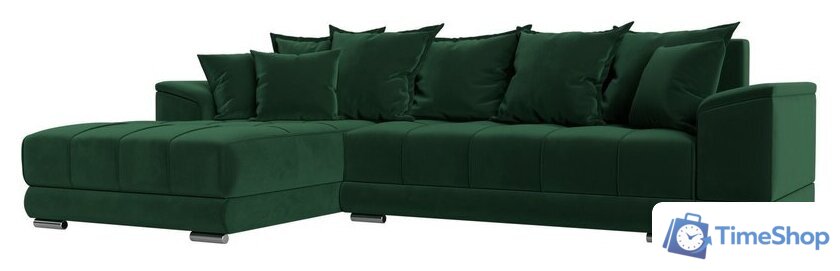 Угловой диван Лига диванов НордСтар левый 121108L (велюр зеленый/подушки велюр зеленый) - Изображение №1 — Интернет-магазин Time-Shop