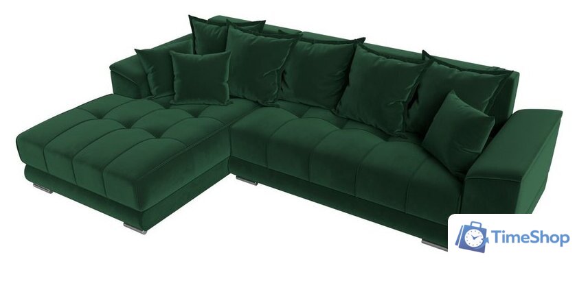 Угловой диван Лига диванов НордСтар левый 121108L (велюр зеленый/подушки велюр зеленый) - Изображение №3 — Интернет-магазин Time-Shop