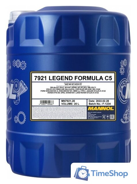 Моторное масло Mannol Legend Formula C5 0W-20 20л - Изображение №1 — Интернет-магазин Time-Shop