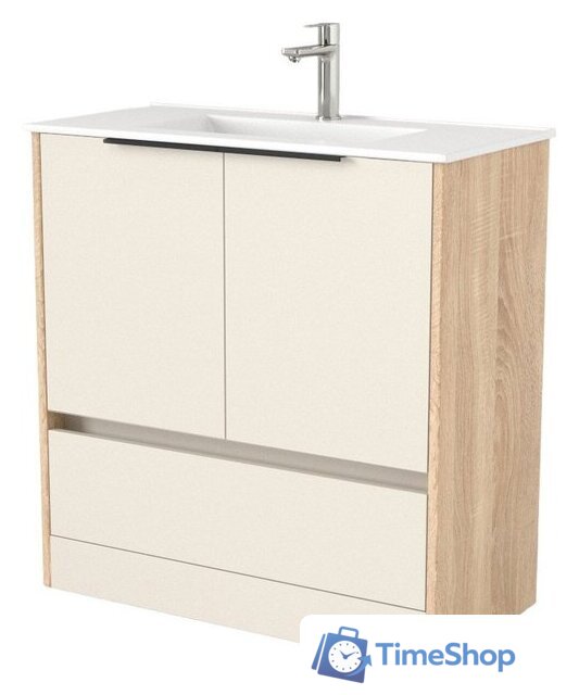  Дабер Тумба под умывальник 017 WeltWasser Deilbach 7517-80 Т17.8W.0.18Ч (бежевый/дуб бардолино/ручка черная) - Изображение №1 — Интернет-магазин Time-Shop