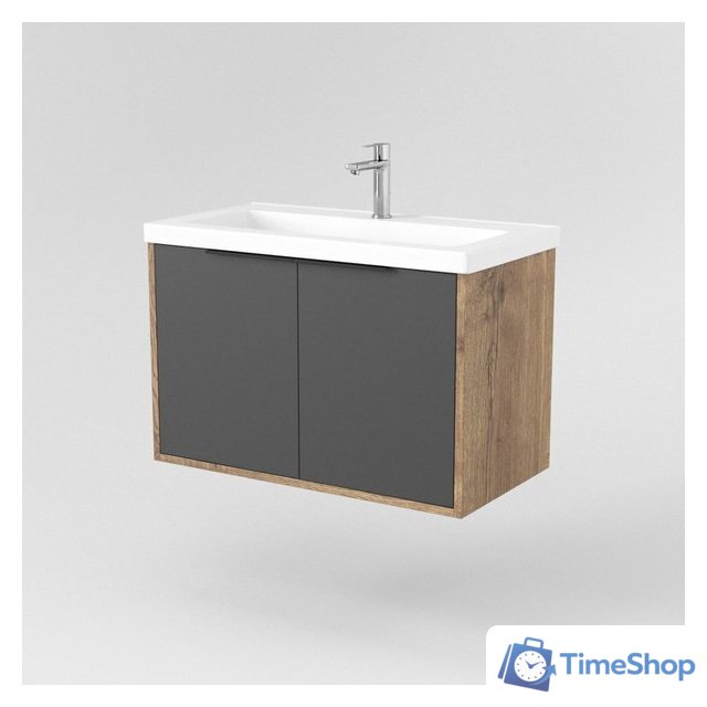  Дабер Тумба под умывальник 018 Тобага/Эридан 80 Т18.8Т.0.22Ч (дуб галифакс/серый/ручка черная) - Изображение №2 — Интернет-магазин Time-Shop