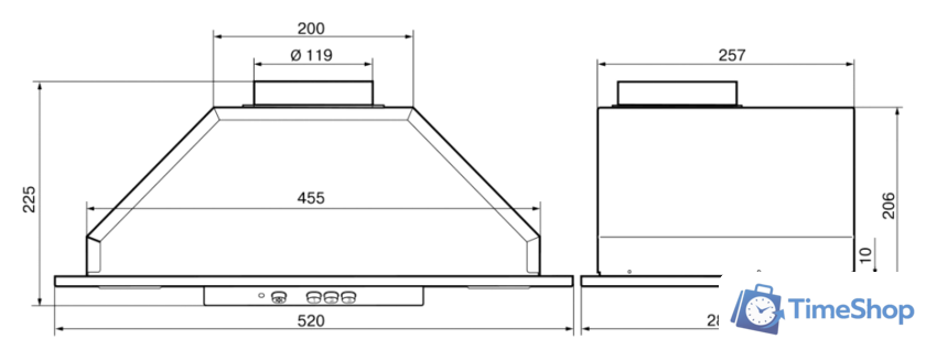 Кухонная вытяжка Elikor Врезной блок 52Н-400-К3Д - Изображение №2 — Интернет-магазин Time-Shop