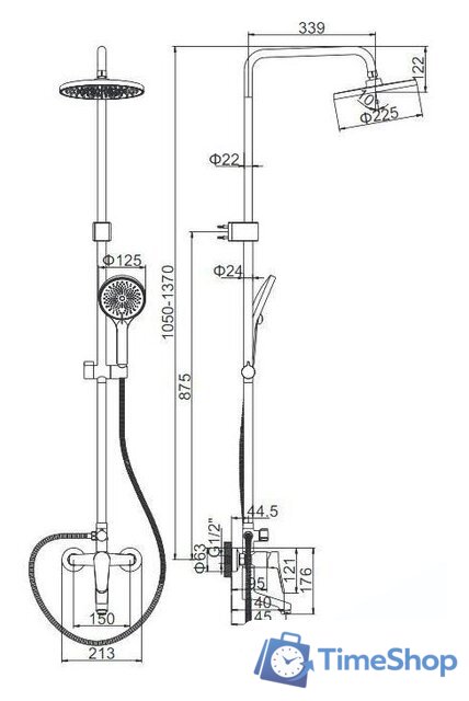 Душевая система  Ledeme H61 L2461 - Изображение №2 — Интернет-магазин Time-Shop