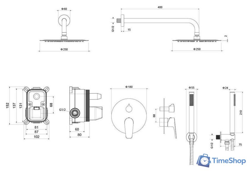 Душевая система  Aquatek Бетта AQ1172MB (черный матовый) - Изображение №11 — Интернет-магазин Time-Shop