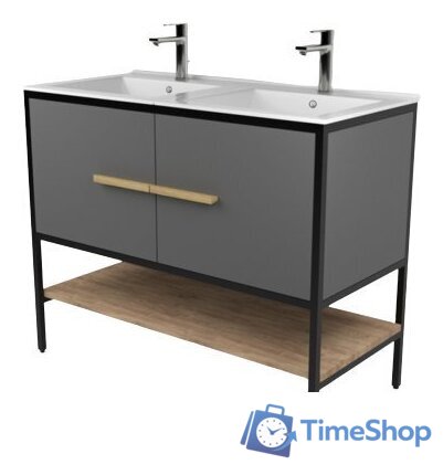  Дабер Тумба под умывальник 007 100 (серый/дуб канзас коричневый) - Изображение №1 — Интернет-магазин Time-Shop