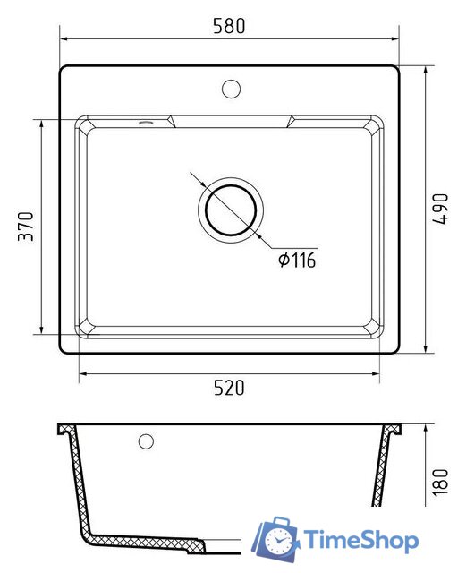 Кухонная мойка GranFest GF-UR-658 (песочный) - Изображение №4 — Интернет-магазин Time-Shop