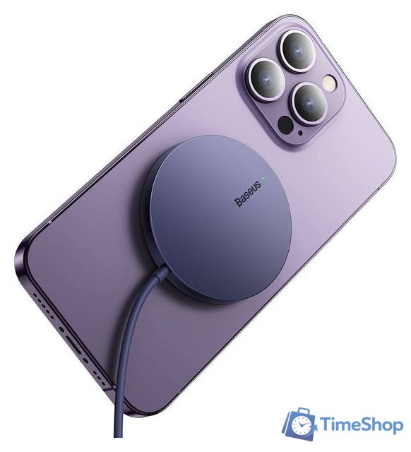 Беспроводное зарядное Baseus Simple Mini3 Magnetic Wireless Charger 15W CCJJ040205 - Изображение №6 — Интернет-магазин Time-Shop