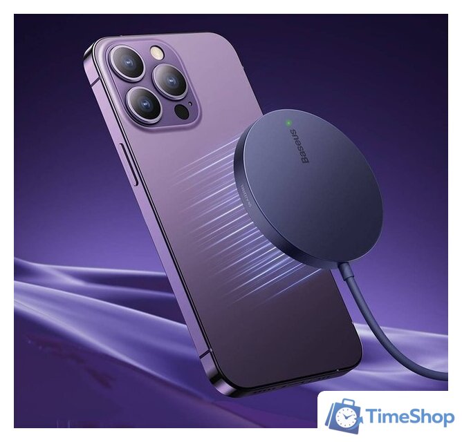 Беспроводное зарядное Baseus Simple Mini3 Magnetic Wireless Charger 15W CCJJ040205 - Изображение №10 — Интернет-магазин Time-Shop