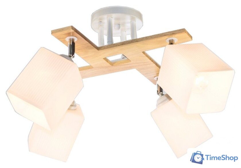 Люстра средней высоты Aitin Pro НПБ 02-4x60-101 N5291/4 (белый/дерево) - Изображение №1 — Интернет-магазин Time-Shop