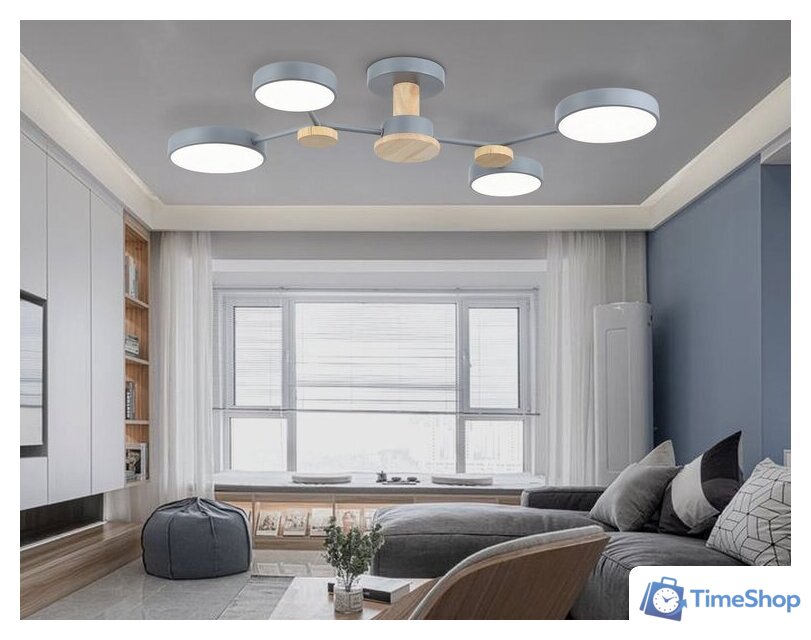 Припотолочная люстра Ambrella light FL4859/4 GR/WD (серый/дерево) - Изображение №8 — Интернет-магазин Time-Shop