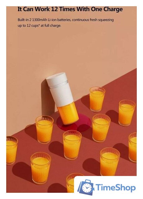 Портативный блендер Xiaomi Mijia Portable Juicer Cup MJZZB01PL - Изображение №9 — Интернет-магазин Time-Shop