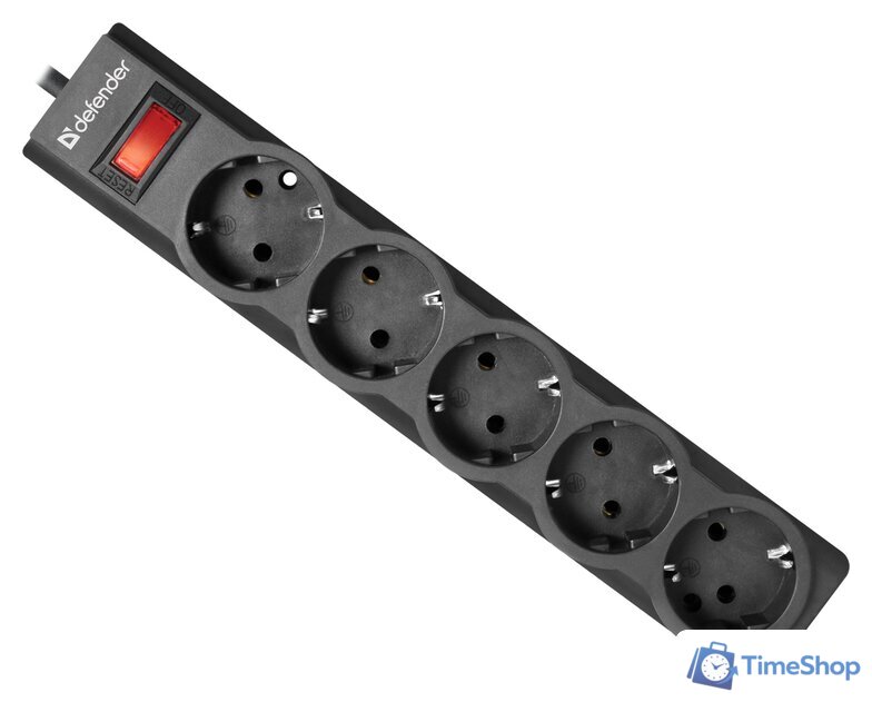 Сетевой фильтр Defender ES largo 1.8 (черный) - Изображение №1 — Интернет-магазин Time-Shop