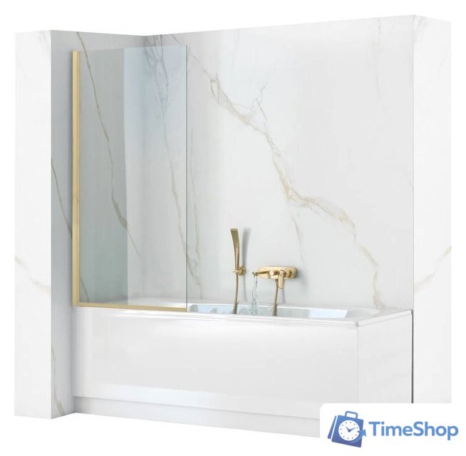 Стеклянная шторка для ванны Rea Elegant 80 (матовое золото/прозрачное стекло) - Изображение №1 — Интернет-магазин Time-Shop